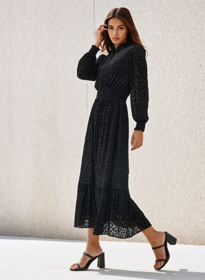 تواكستريمز 2Xtremz Midi Length Shirt Dress with Smocked Detail
